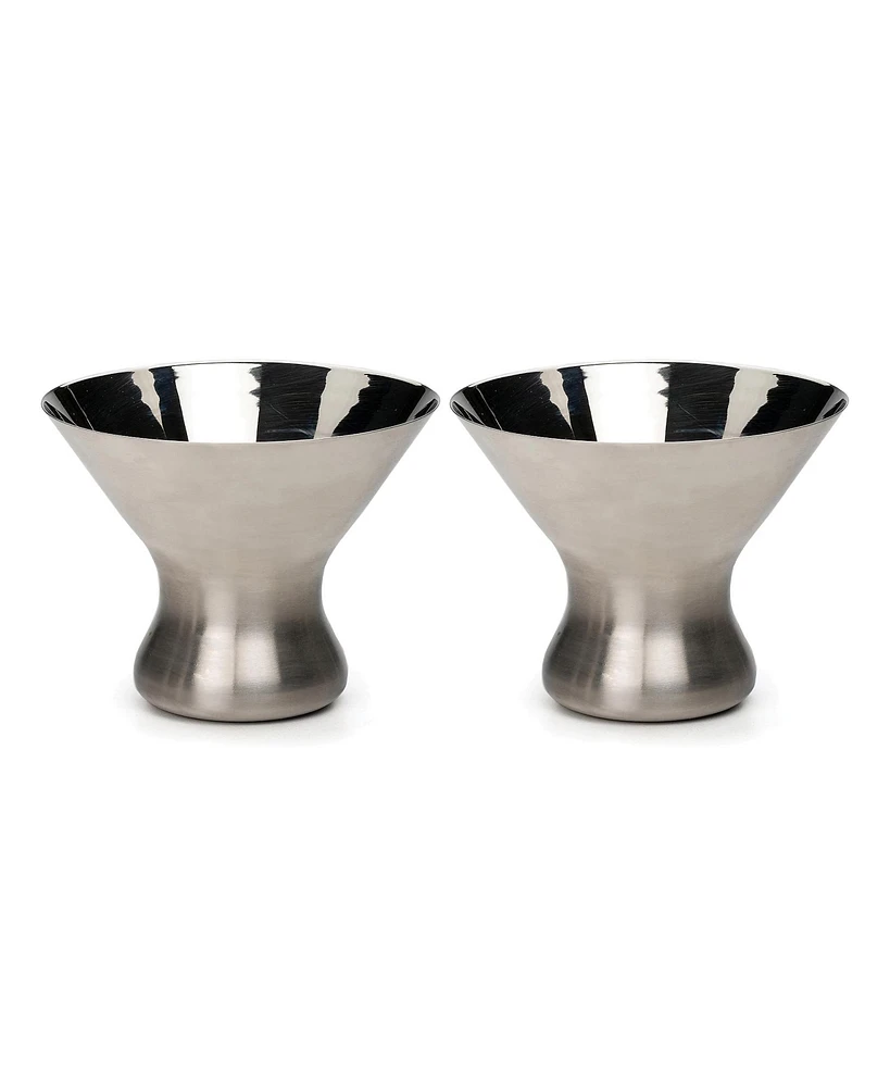 Rsvp International Stemless Stainless Steel Martini Glasses, Set of 2