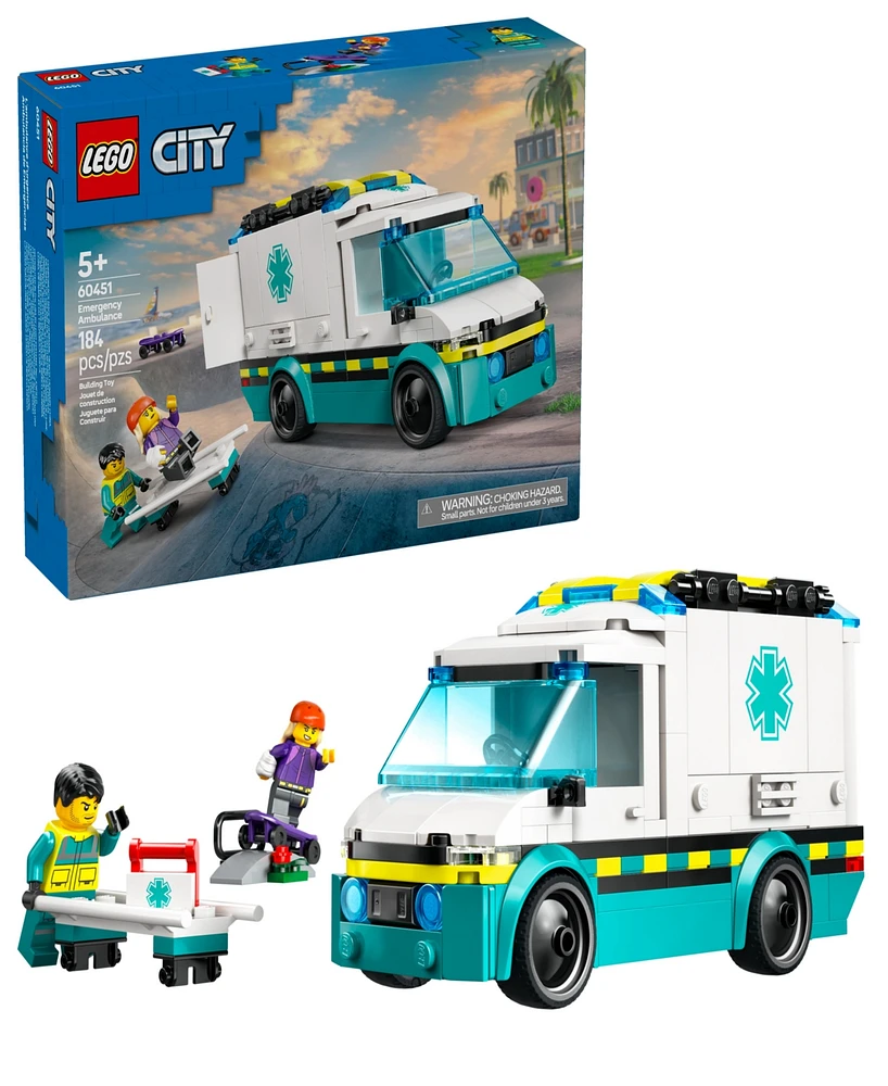 Lego City Emergency Ambulance Building Toy 60451, 184 Pieces