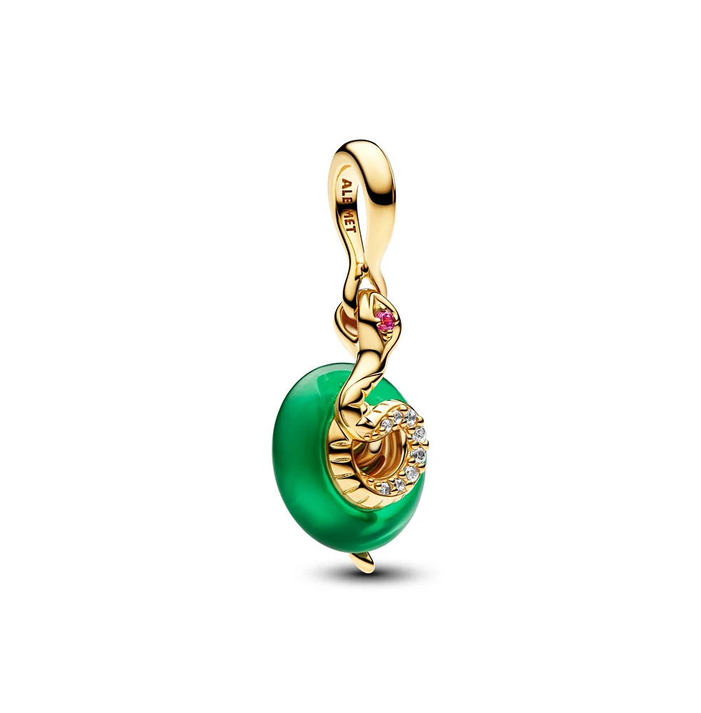 Pandora Snake Green Murano Glass Dangle Charms