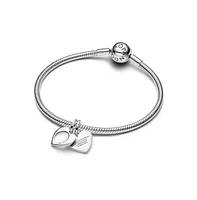 Pandora Engravable Heart Magnifying Glass Double Dangle Charms