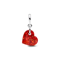 Pandora Sterling Silver Opalescent Red Heart Dangle Charms