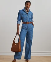 Lauren Ralph Petite Denim Wide-Leg Jumpsuit