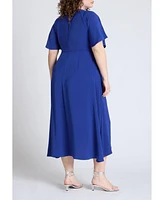 Eloquii Women's Plus Seam Detail Relaxed Midi Dress