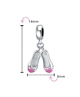 Bling Jewelry Pink White Prima Ballerina Charm Bead Sterling Silver European Bracelet