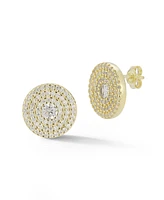 Rachel Zoe 14K Gold Plated Sterling Silver Pave Round Stud Earrings