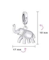 Bling Jewelry Trunk Up Elephant Dangle Charm Bead Sterling Silver for European Bracelet