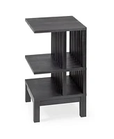 Woodek Set Of 2 Oak Wood Nightstand With Open Compartment - Versatile Bedside Table