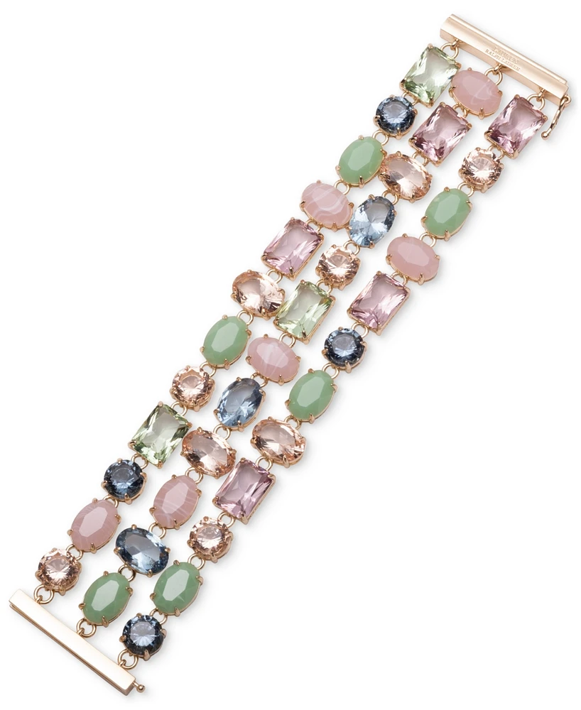 Lauren Ralph Lauren Gold-Tone Multi Stone Three Row Flex Bracelet