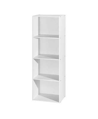 Hodedah 12 x 16 x 47 Inch 4 Shelf Bookcase and Office Organizer, White Finish