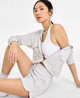 Id Ideology Womens Cropped Zip Hoodie Knit Shorts Exclusively At Macys