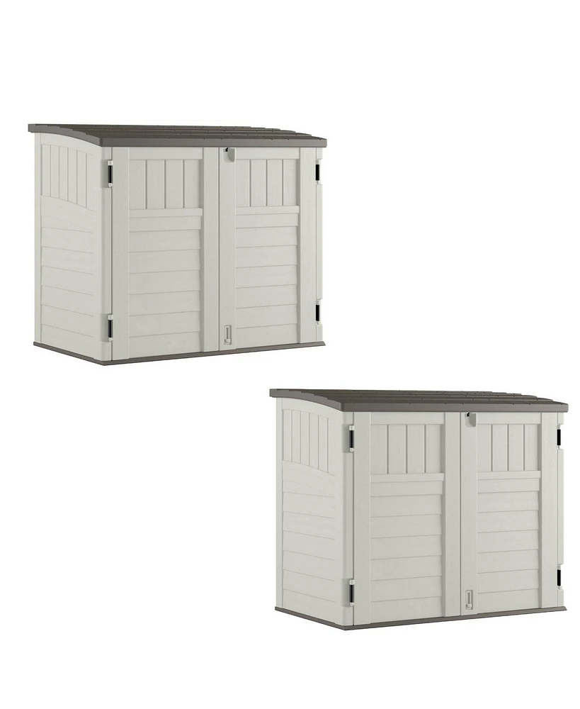 Suncast 53 x 31.5 x 45.5" Resin Storage Shed w/ Reinforced Floor, Ivory (2 Pack)