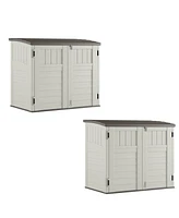 Suncast 53 x 31.5 x 45.5" Resin Storage Shed w/ Reinforced Floor, Ivory (2 Pack)