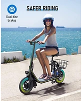 Urbanmax C1/C1 Pro Electric Scooter with Seat, 450W Powerful Motor up to 20/25 Miles Range, Foldable Electric Scooter for Adults Max Speed 15.5/18.6 M