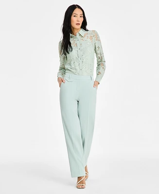 Anne Klein Women's Liberty Stretch High Rise Wide-Leg Pull-On Pants