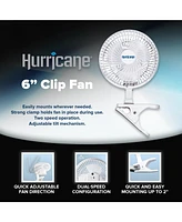 Hurricane Classic 6 Inch 2 Speed Desk Table Mini Clip On Fan, White (2 Pack