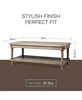 Maven Lane Pullman Traditional Wooden Coffee and 2 Side Tables, Antiqued Grey