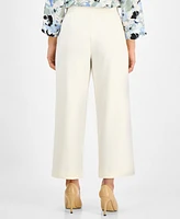 Ak Anne Klein Women's Tie-Front Pull-On Cropped Wide-Leg Pants