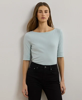 Lauren Ralph Stretch Cotton Boatneck T-Shirt