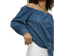 Sanctuary Women's Denim Ballet Tie Top