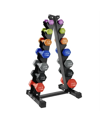 HolaHatha 146 Pound Neoprene Dumbbell Full Body Weight Set with Storage Rack