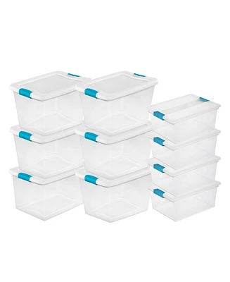 Sterilite 64 Quart Latching Storage Tote Box (6 Pack) + Deep Clip Box (4 Pack)