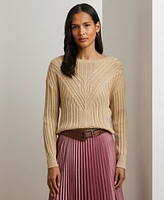 Lauren Ralph Lauren Women's Cable-Knit Cotton-Blend Boatneck Sweater, Regular & Petite