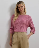 Lauren Ralph Women's Cable-Knit Cotton-Blend Boatneck Sweater, Regular & Petite