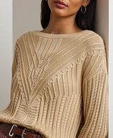 Lauren Ralph Lauren Women's Cable-Knit Cotton-Blend Boatneck Sweater, Regular & Petite