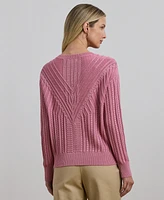 Lauren Ralph Women's Cable-Knit Cotton-Blend Boatneck Sweater, Regular & Petite