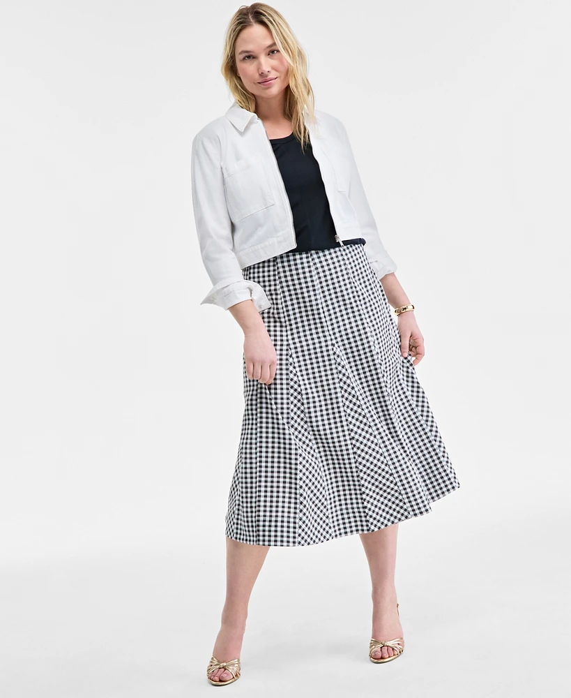 On 34th Women's Seersucker Gingham Midi Skirt, Exclusively at Macy's