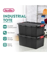 Sterilite 15 Gal Industrial Tote Stackable Storage Bin with Latching Lid, 6 Pack