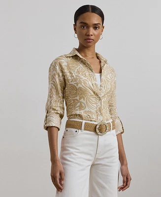 Lauren Ralph Women's Relaxed-Fit Floral Linen Shirt, Regular & Petite