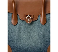 Lauren Ralph Lauren Washed Denim Extra-Large Tanner Satchel