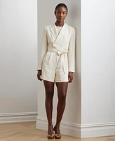 Lauren Ralph Women's Belted Double-Breasted Cady Romper