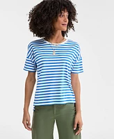 On 34th Women's Knit Easy Short-Sleeve Striped T-Shirt, Exclusively at Macy's