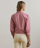 Lauren Ralph Women's Tie-Waist Stretch-Cotton Blend Shirt