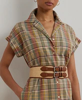 Lauren Ralph Women's Belted Cotton Madras Shirtdress