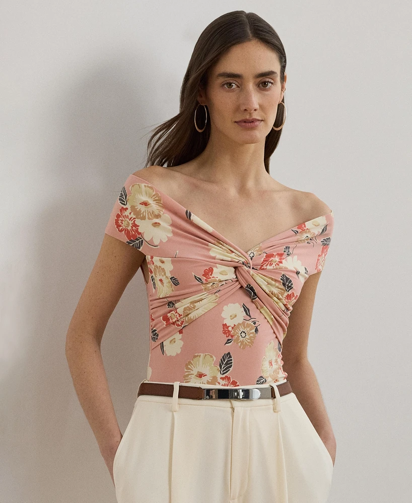 Lauren Ralph Women's Floral Twist-Front Off-the-Shoulder Top