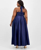 B Darlin Trendy Plus Satin Halter Gown