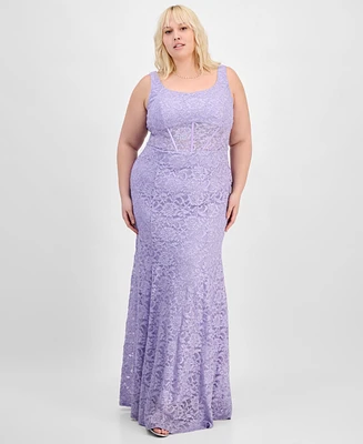 City Studios Trendy Plus Glitter Lace Gown