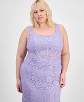 City Studios Trendy Plus Glitter Lace Gown