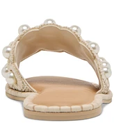 Dolce Vita Women's Harlyn Pearl Woven Raffia Slide Flat Sandals