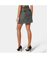Bebe Women's Stripe Sequins Mini Skirt