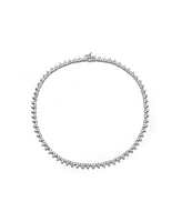 Sterling Silver White Gold Plated with Clear Cubic Zirconia Tennis Necklace