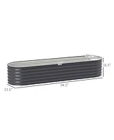 Outsunny Galvanized Raised Garden Bed Planter Box, 7.9' x 2' x 1.4',
