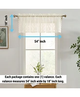 Hlc.me Isabella Floral Rod Pocket Lace Semi Sheer Voile Short Valance for Small Windows, Kitchen & Bathroom