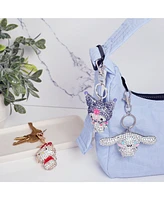 Sanrio Kuromi Crystal Keychain Bag Travel Charm – Sparkling Purple and Silver Rhinestones