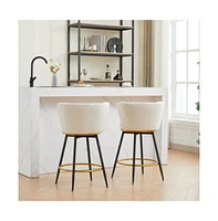 26" Counter Height Swivel Bar Stools Set of 2, Chair with Velvet Upholstered Seat-The Pop Home