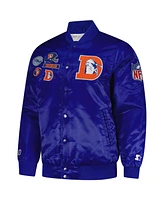 Starter Men's Royal Denver Broncos Exclusive Satin Full-Snap Varsity Jacket