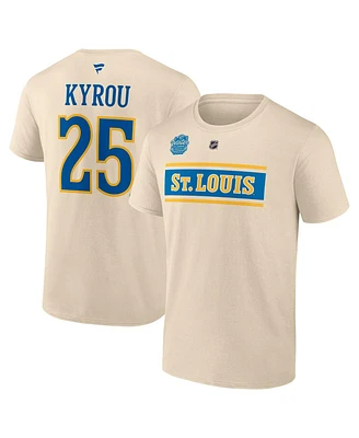 Fanatics Jordan Men's Kyrou Cream St. Louis Blues 2025 Nhl Winter Classic Authentic Stack Name Number T-Shirt